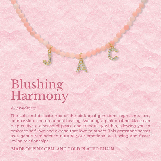 Blush Harmony Pink Opal Personalised Necklace - Diamond Alphabet