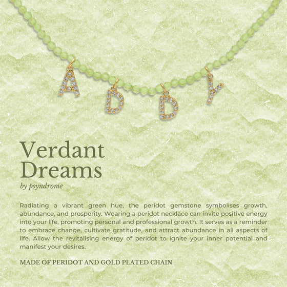 Verdant Dreams Peridot Personalised Necklace - Diamond Alphabet