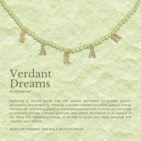 Verdant Dreams Peridot Personalised Necklace - Plain Alphabet (small)