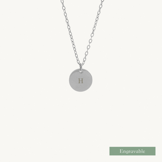 Remi Round Pendant Engravable Necklace (Silver)