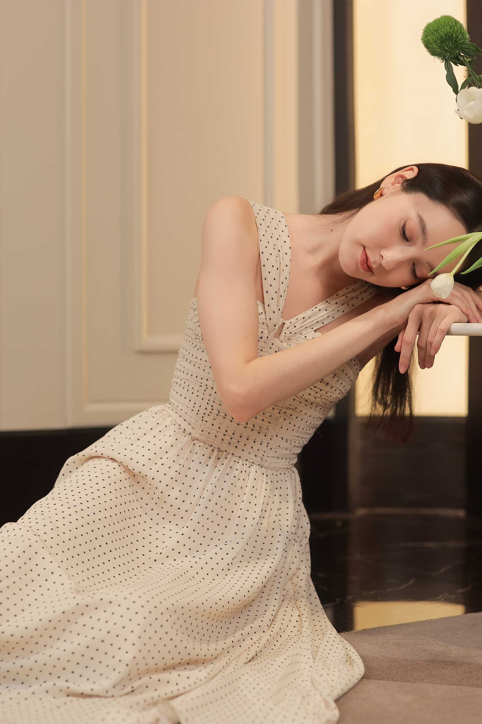 Darella Padded Dress (Cream)