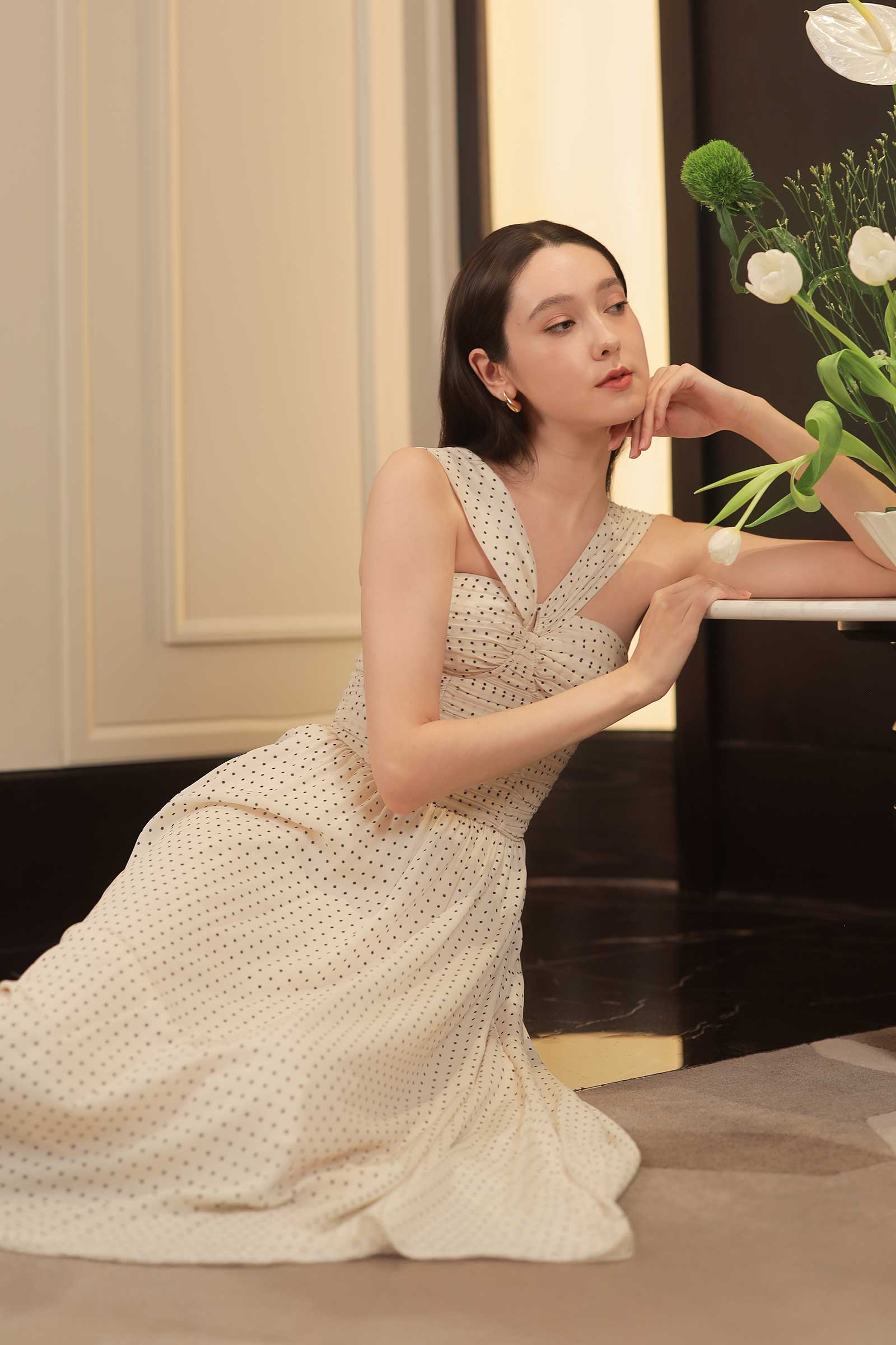 Darella Padded Dress (Cream)