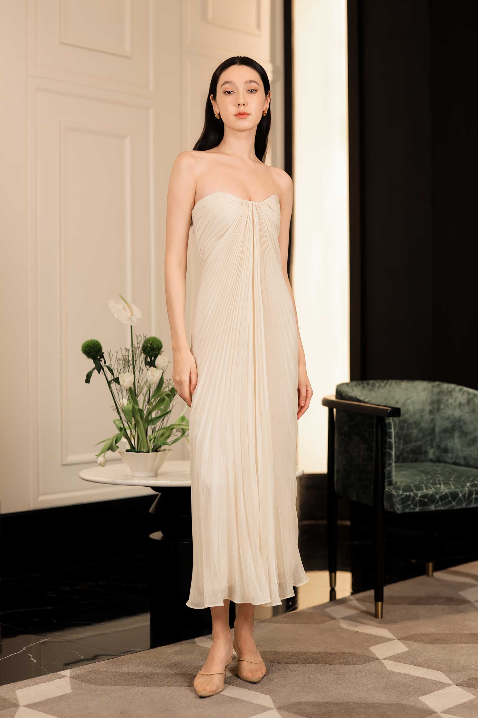 Dorelia Convertible Padded Dress (Cream)