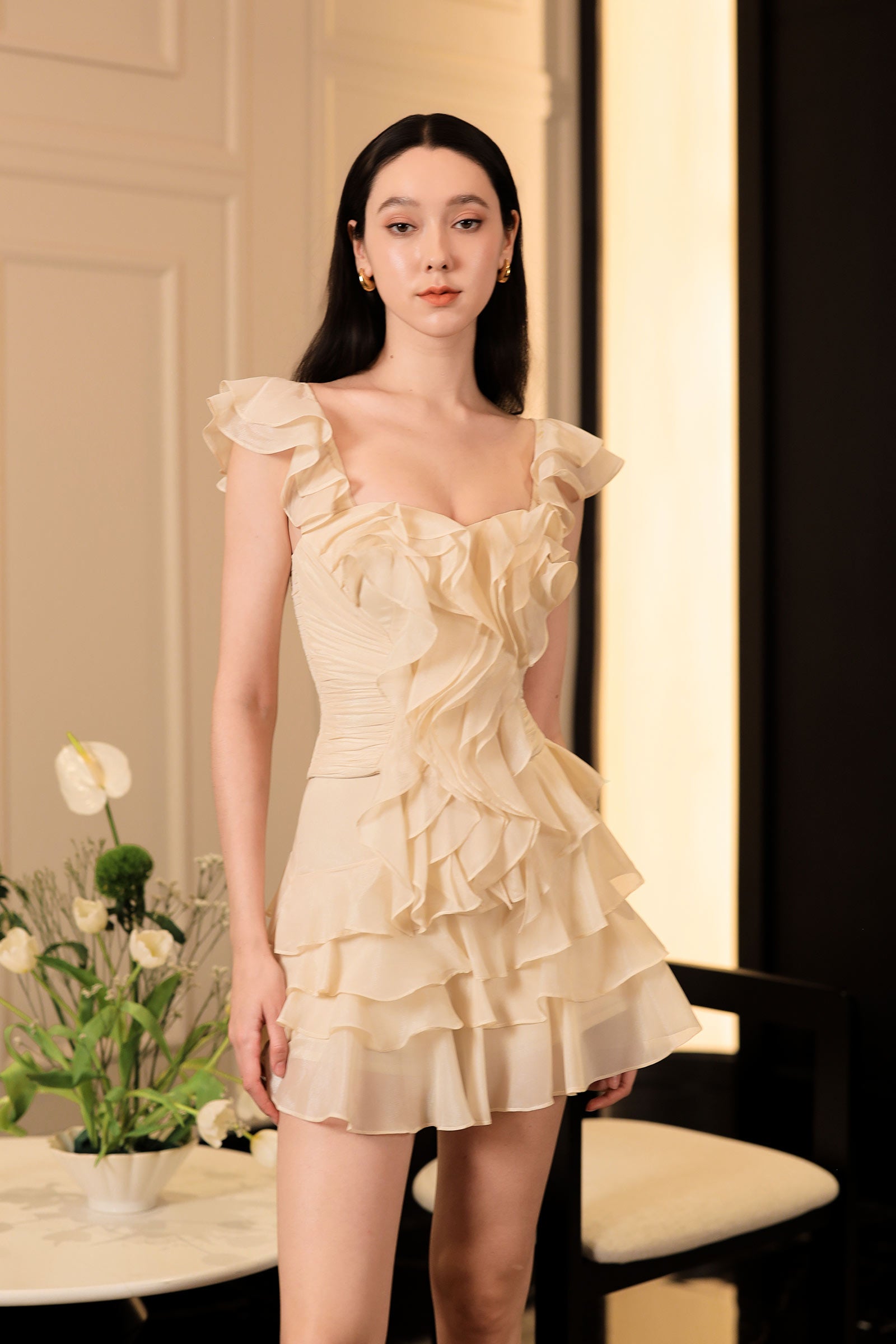 Devoria Ruffle Skort (Cream)