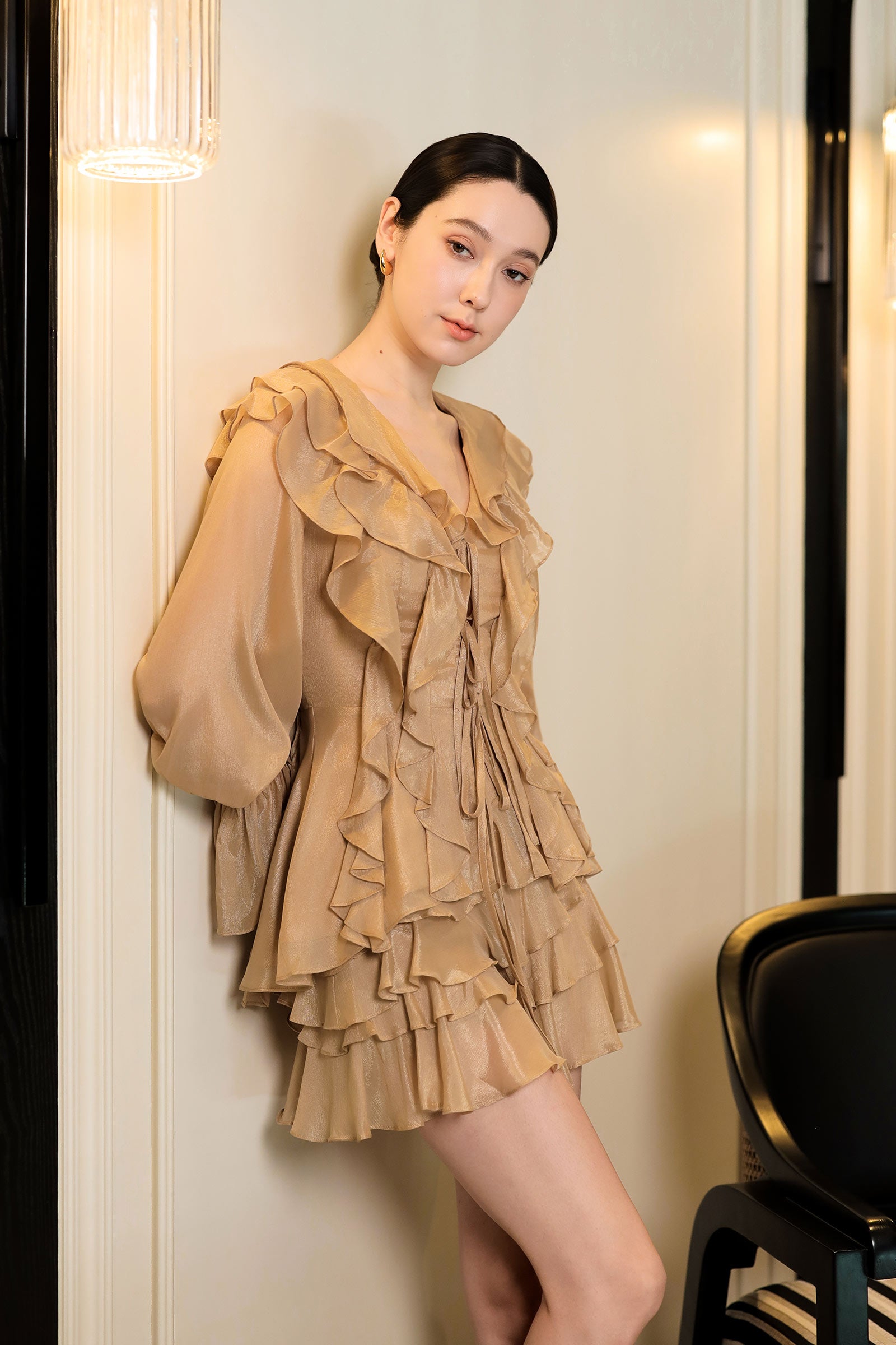 Devoria Ruffle Cardi (Mocha)