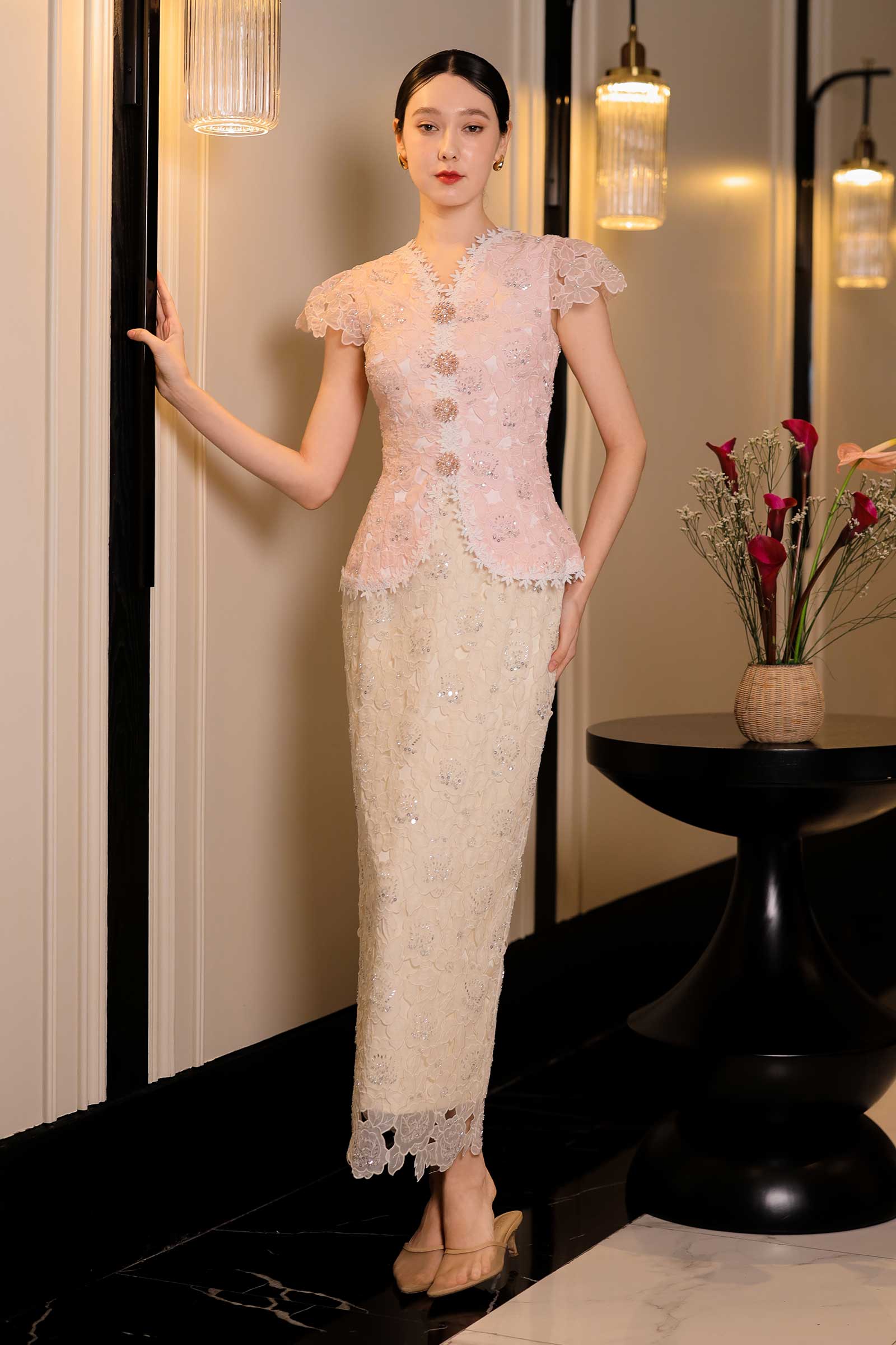 Delavina Kebaya Set (Pink)