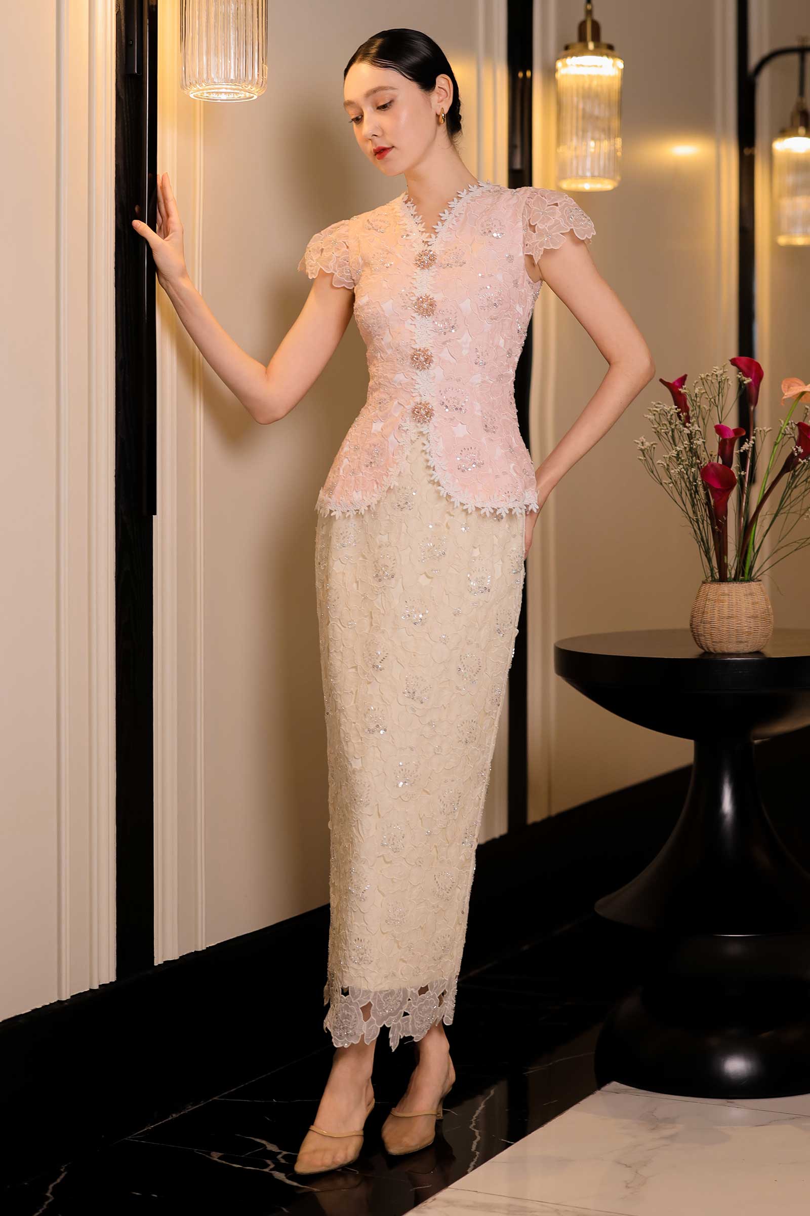 Delavina Kebaya Set (Pink)