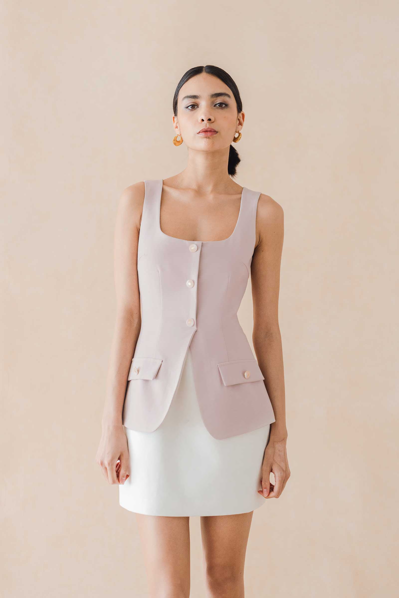 Dloyd Vest Romper (Blush)