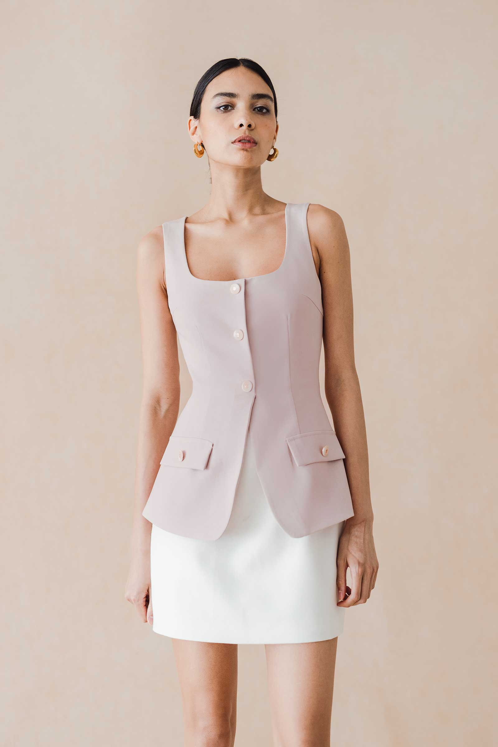 Dloyd Vest Romper (Blush)