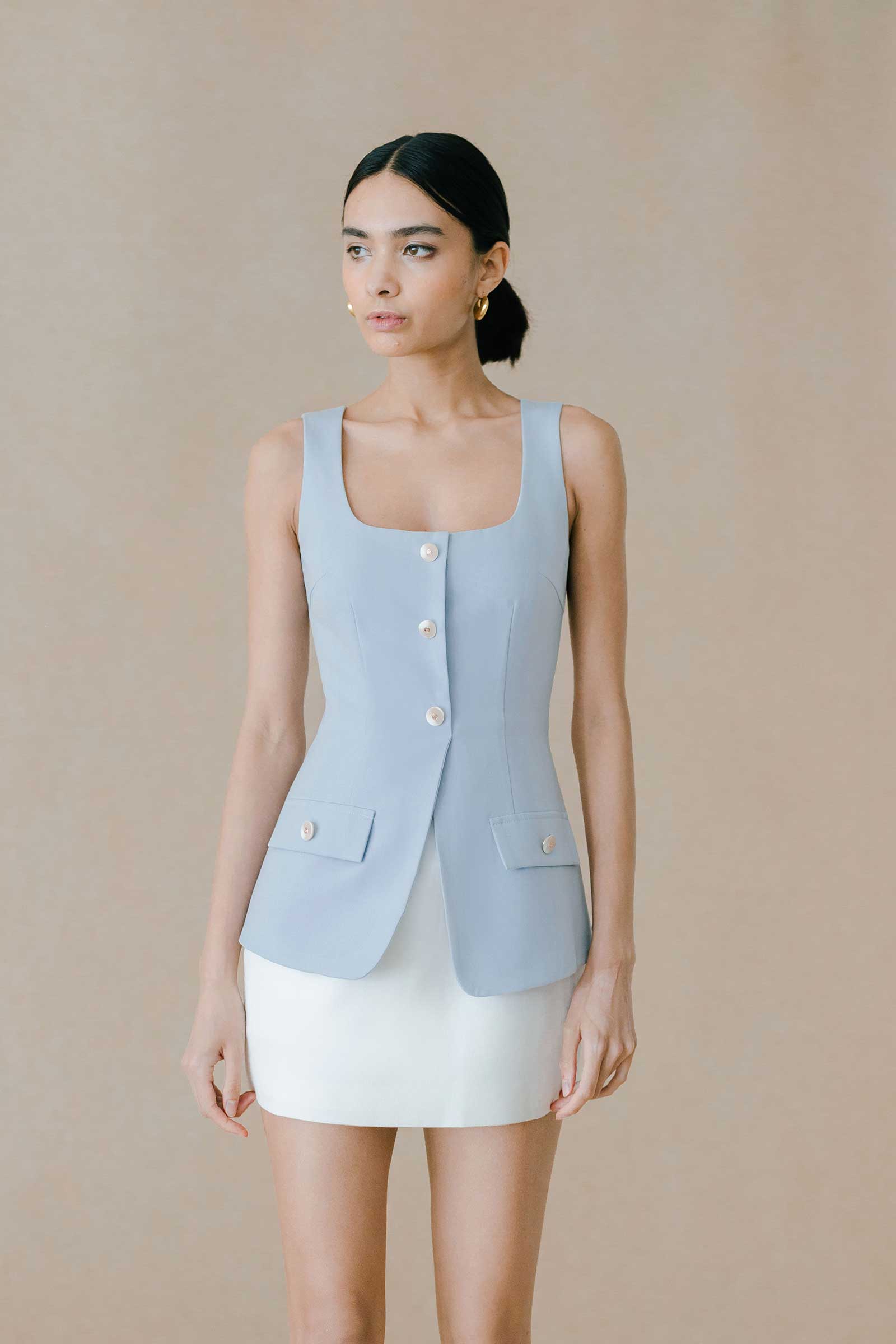 Dloyd Vest Romper (Baby Blue)