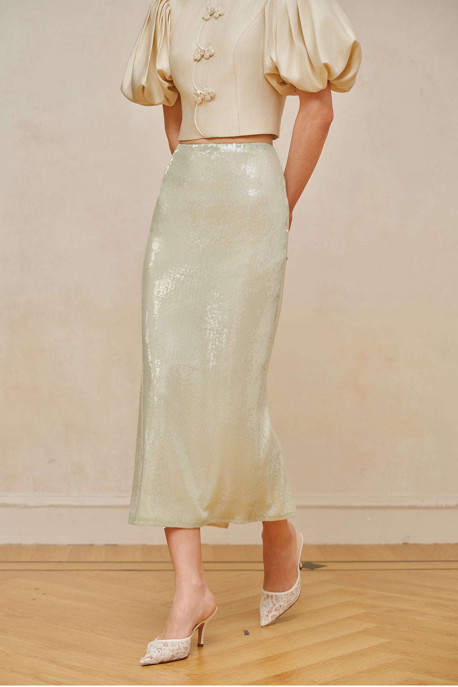 Jaded Midi Skirt (Celadon)
