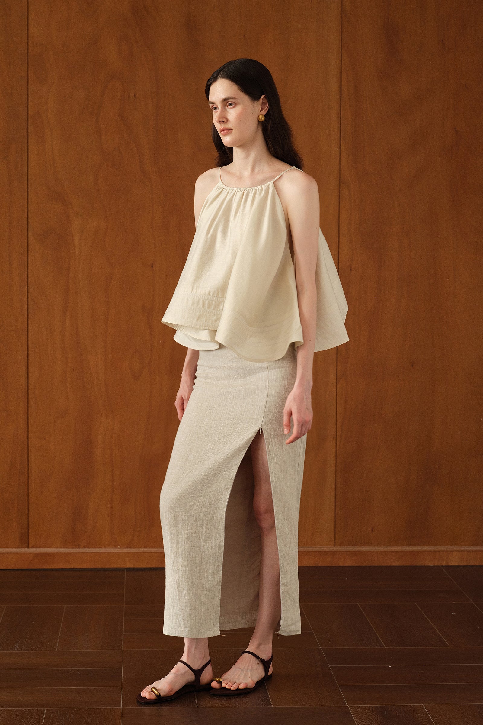 Mara Linen Midi Skirt (Natural Linen)