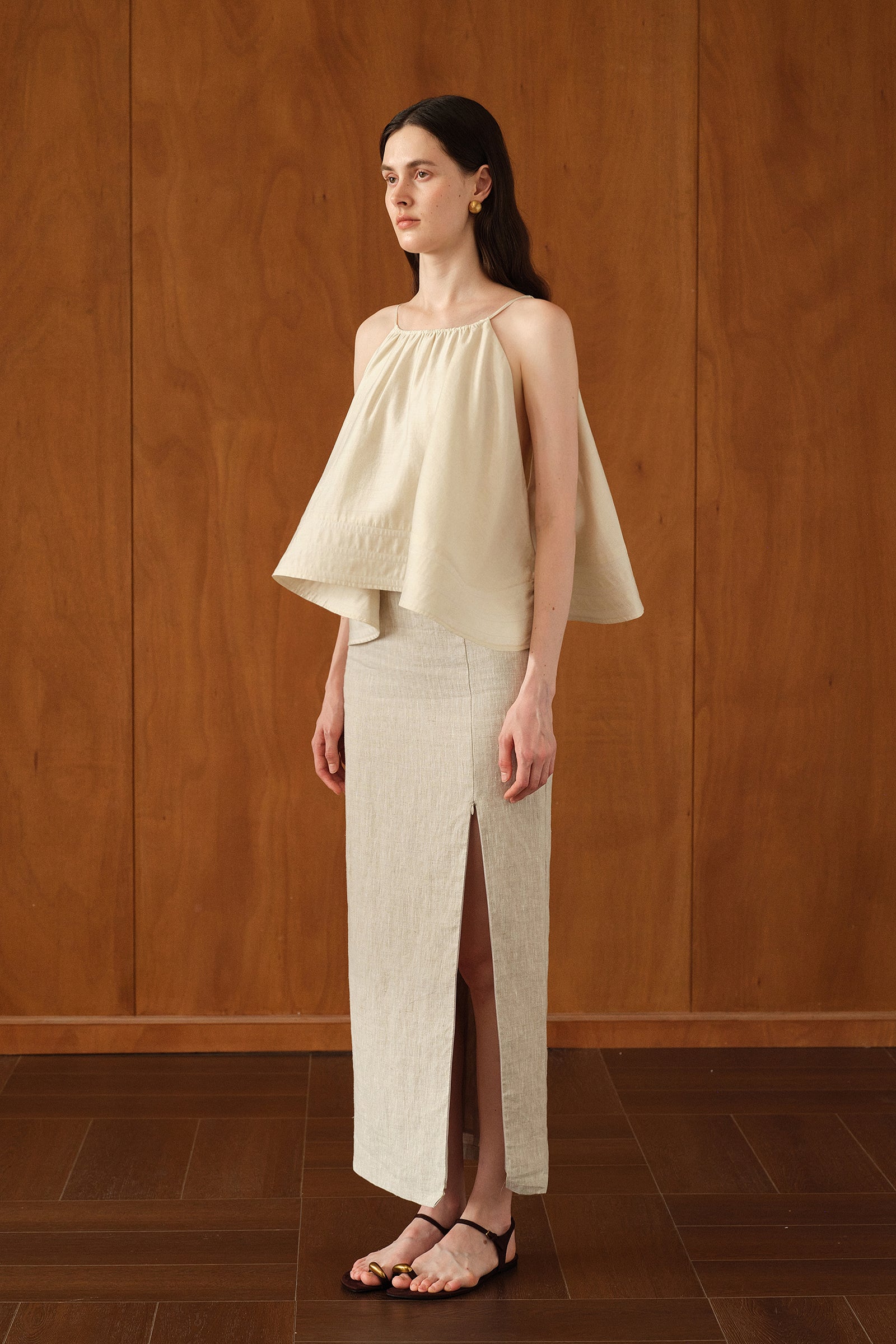 Mara Linen Midi Skirt (Natural Linen)