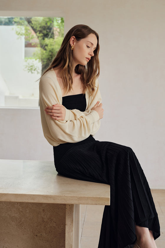 Beth Cropped Knit Overlay (Curd)