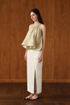 Mara Linen Midi Skirt (White Linen)