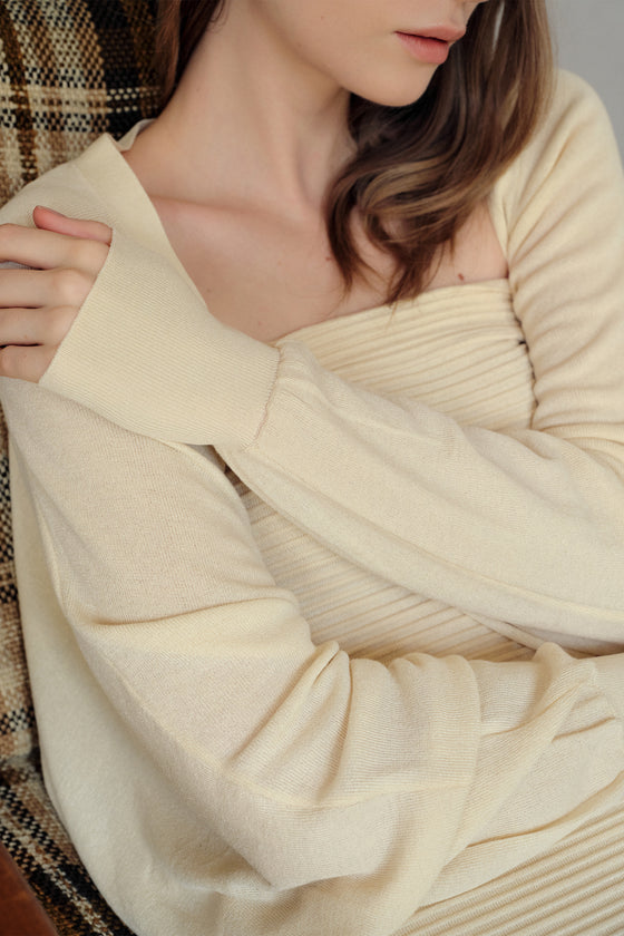 Beth Cropped Knit Overlay (Curd)