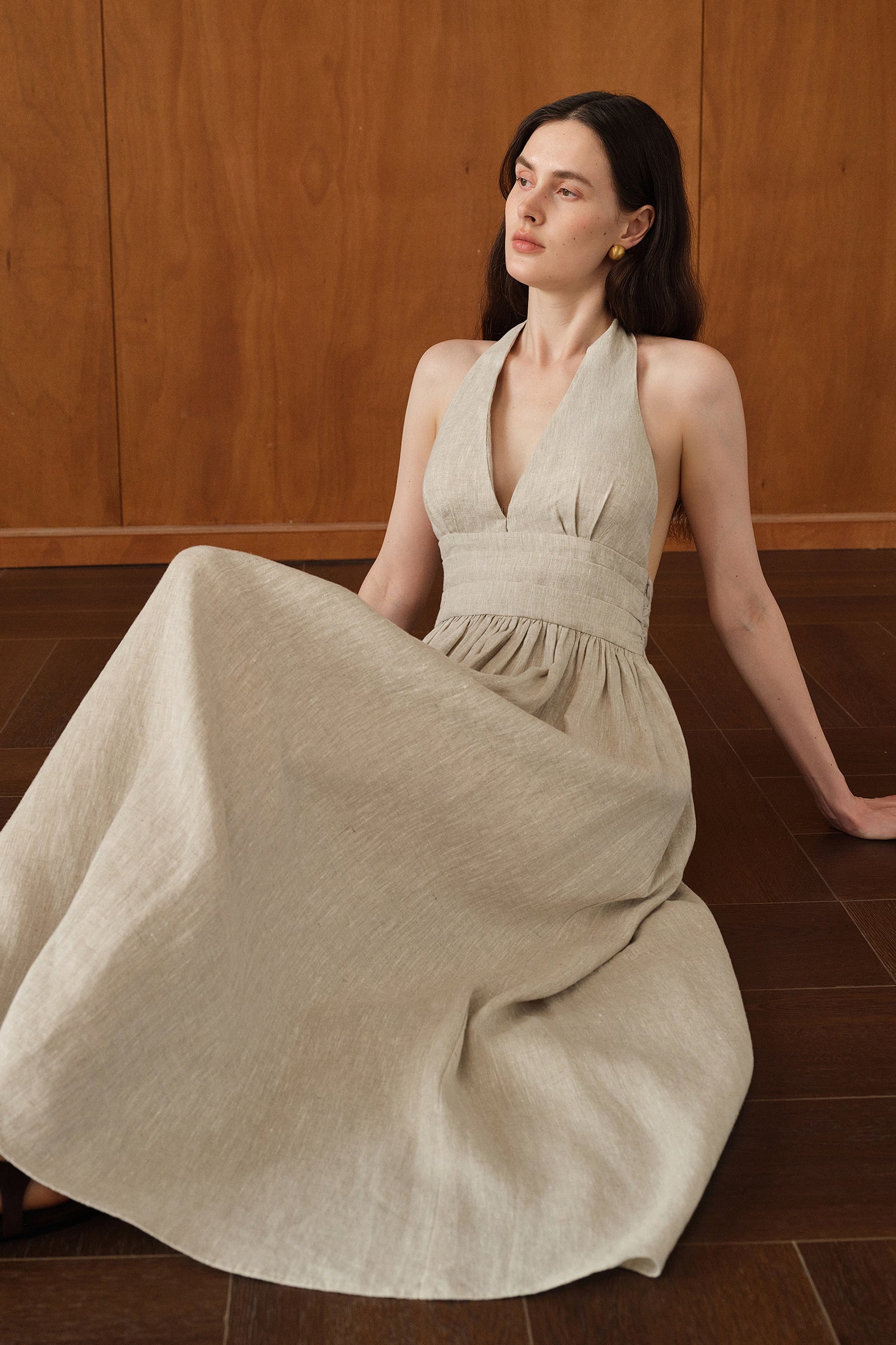 Penelope Dress (Natural Linen)