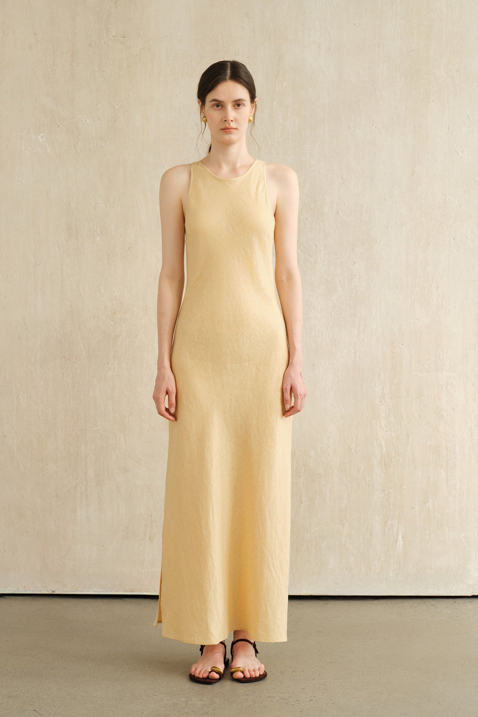 Yarra Linen Dress (Soft Butter)