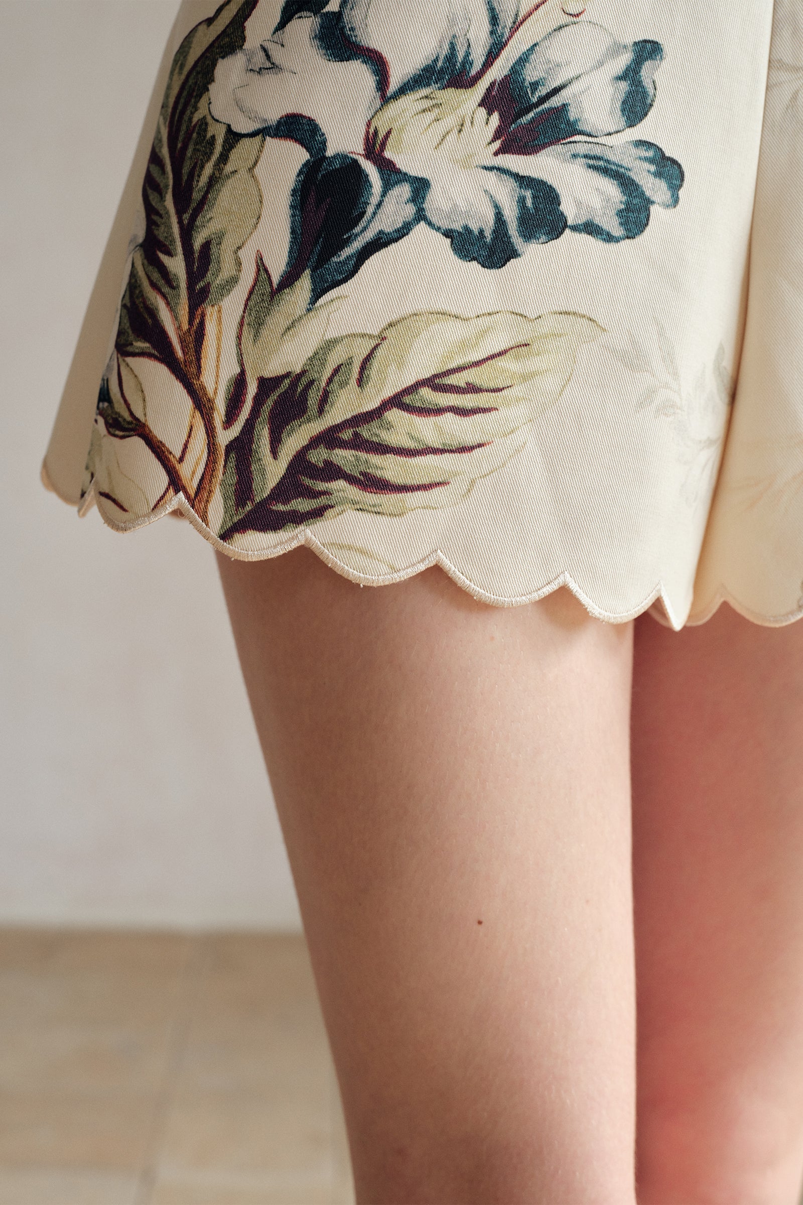 Deluna Printed Scallop Embroidery Shorts