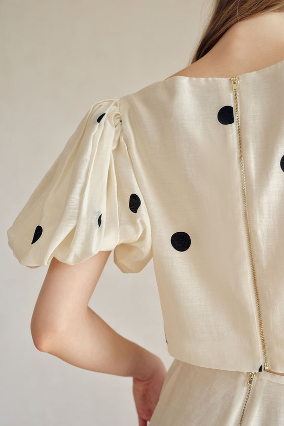 Gabi Polka Puff Sleeves Top