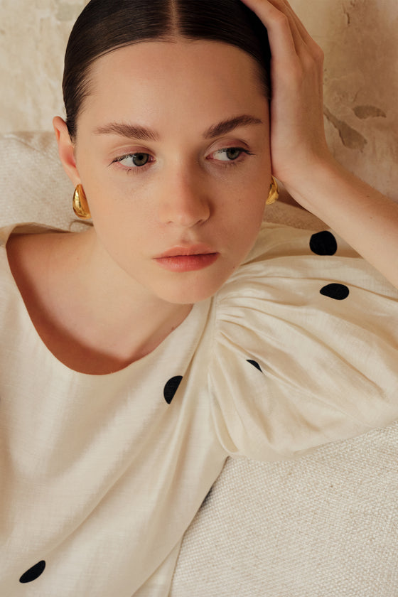 Gabi Polka Puff Sleeves Top