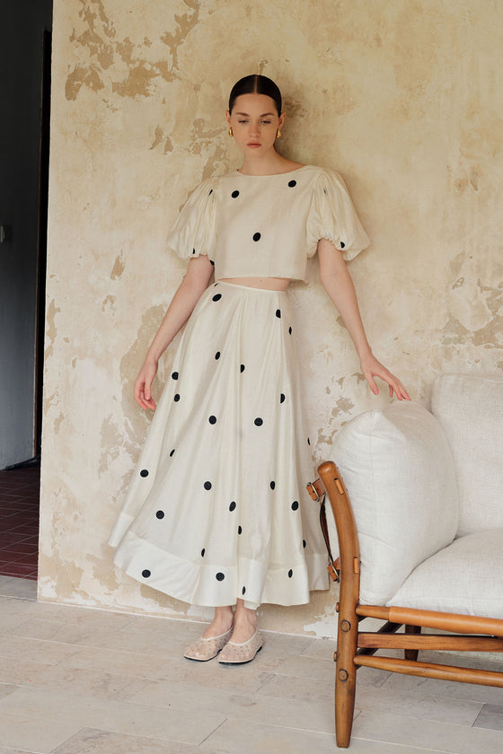 Gabi Polka Puff Sleeves Top