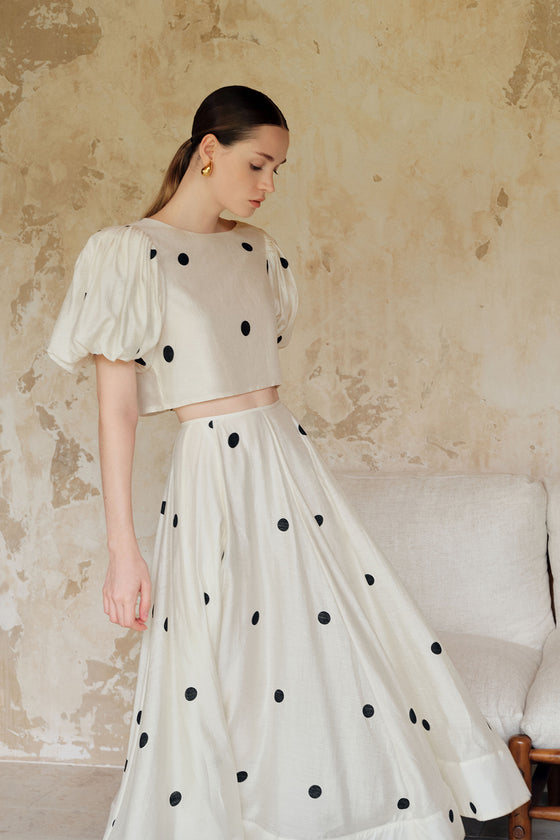 Gabi Polka Puff Sleeves Top