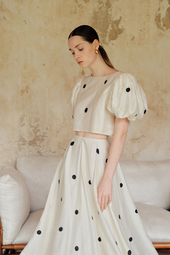 Gabi Polka Puff Sleeves Top