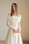 Bailey Mesh Ruched Off Shoulder Top (Ice White)