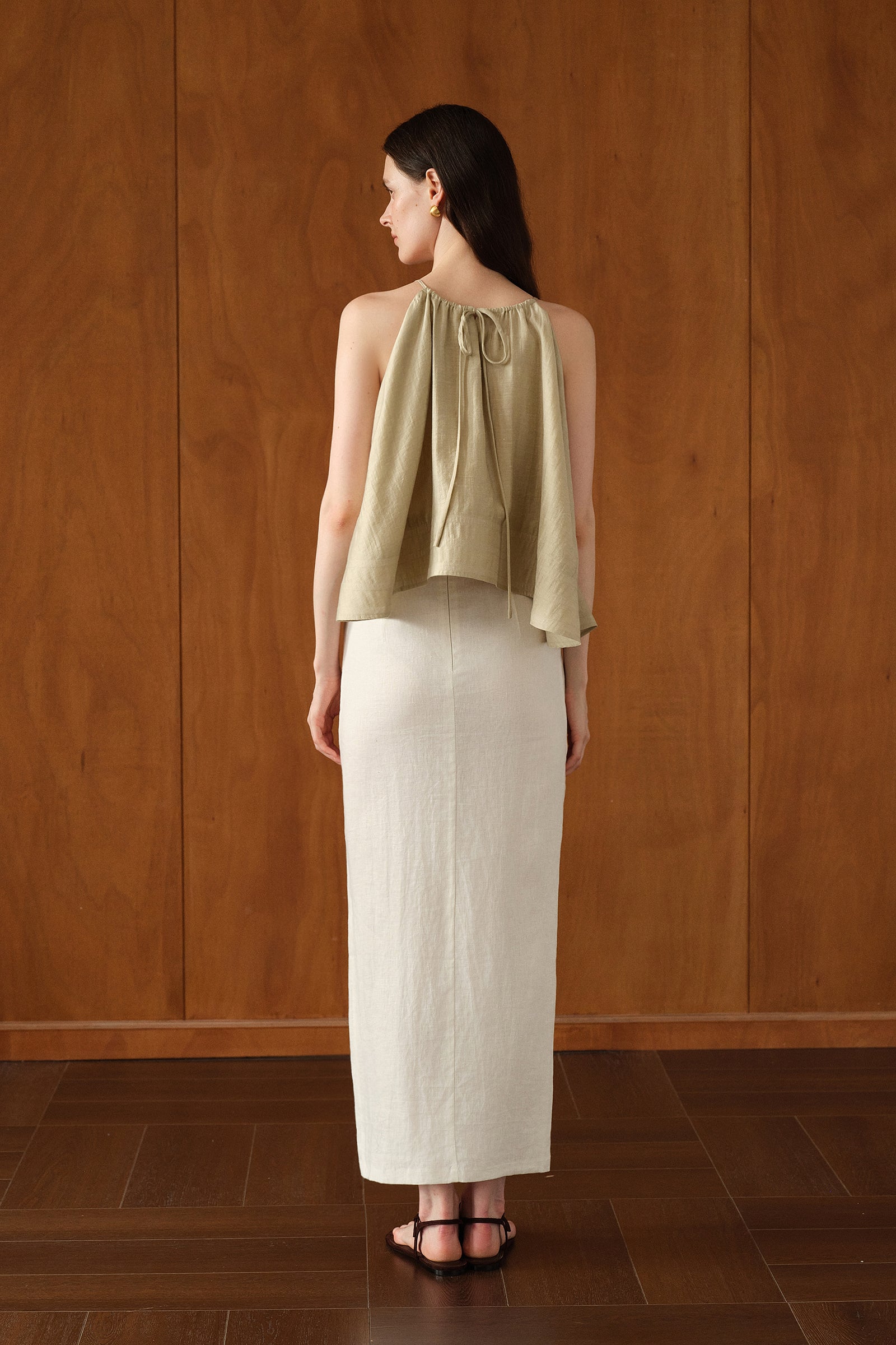 Mara Linen Midi Skirt (White Linen)