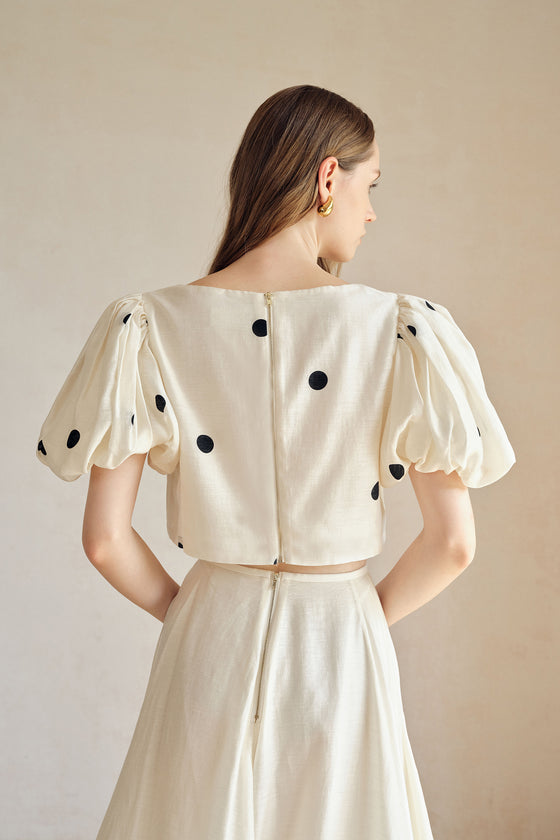 Gabi Polka Puff Sleeves Top