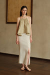 Mara Linen Midi Skirt (White Linen)