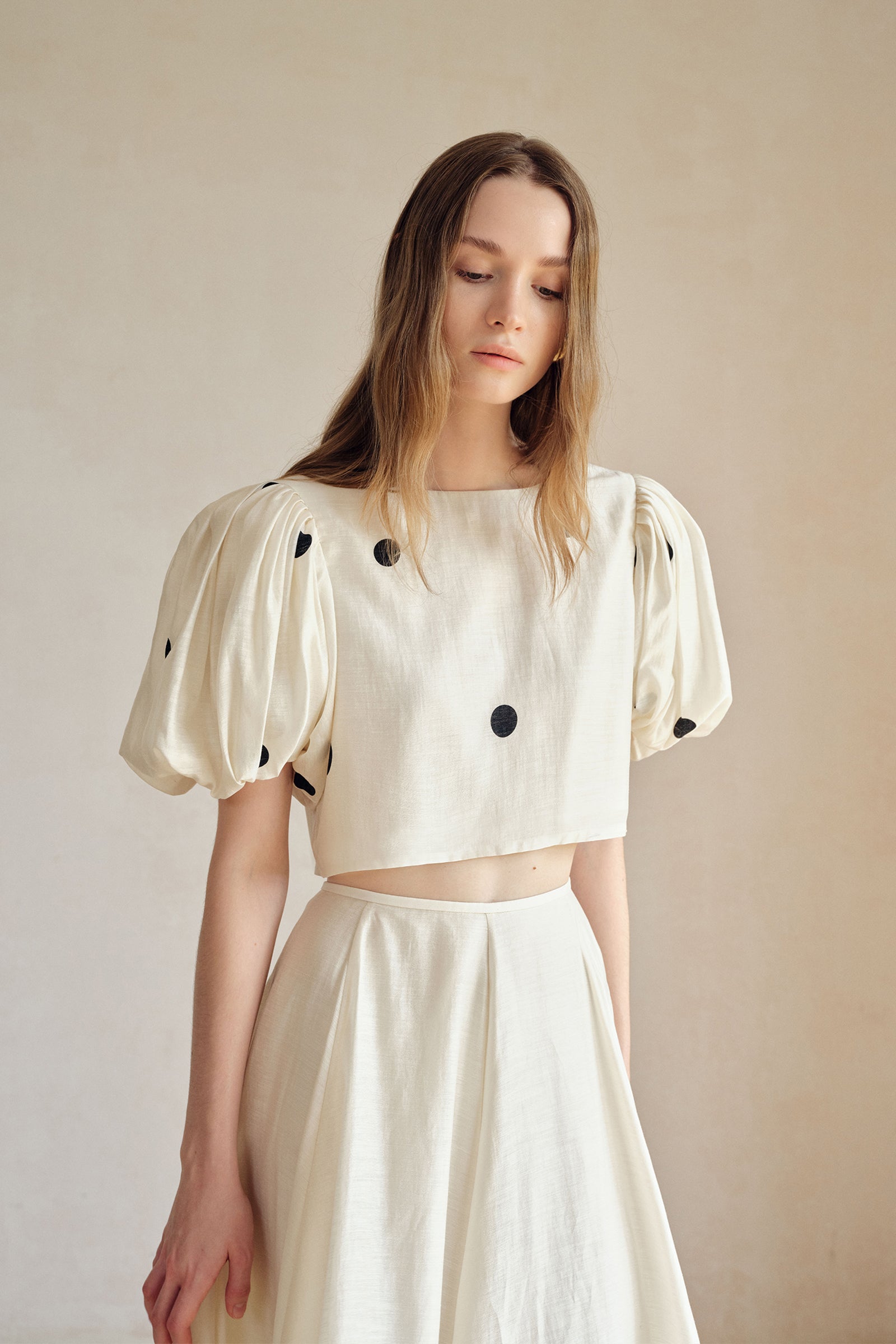 Gabi Polka Puff Sleeves Top