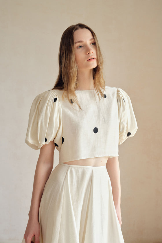 Gabi Polka Puff Sleeves Top