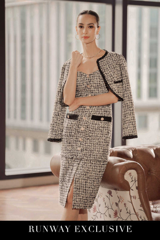 Dhloe Tweed Jacket (White+Black)