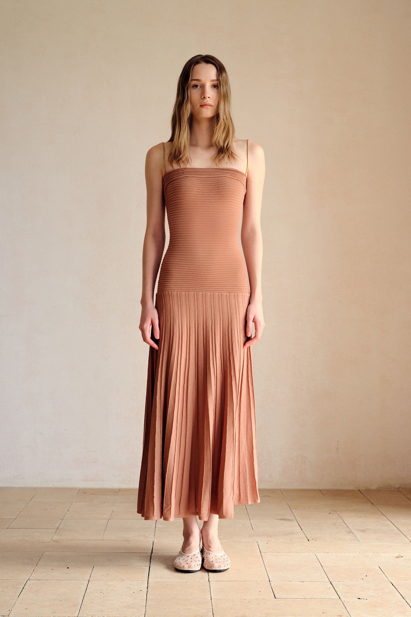 Phyllo Midi Knit Dress (Chesnut)