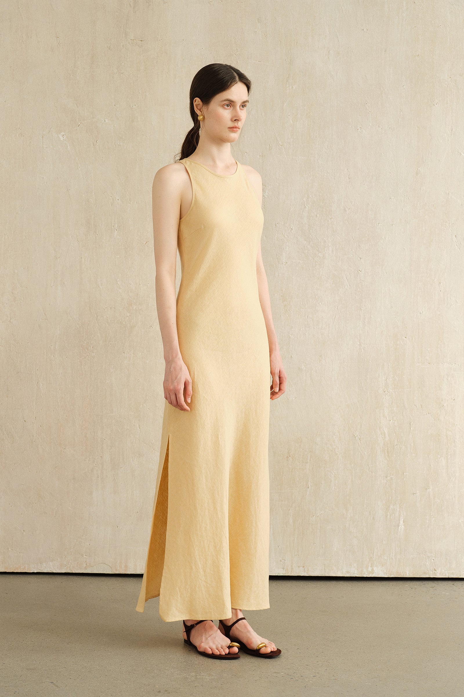 Yarra Linen Dress (Soft Butter)