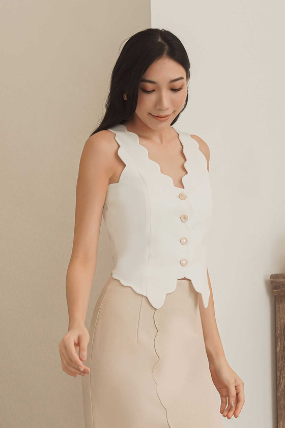 Diasv Scallop Vest Top (White)