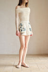 Deluna Printed Scallop Embroidery Shorts