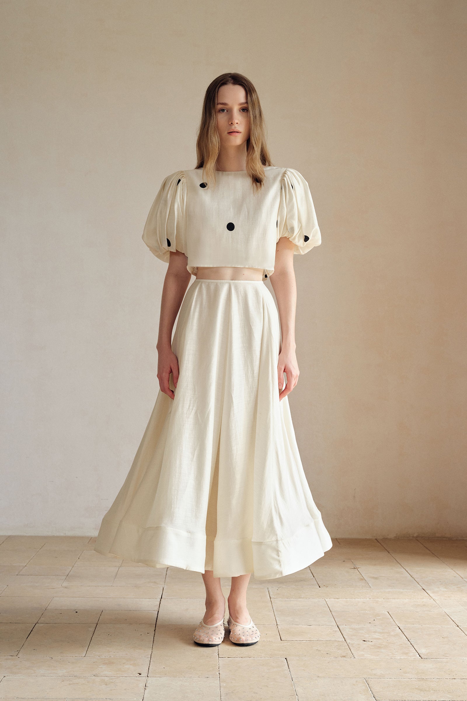 Gabi Polka Puff Sleeves Top