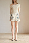 Deluna Printed Scallop Embroidery Shorts