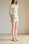 Deluna Printed Scallop Embroidery Shorts