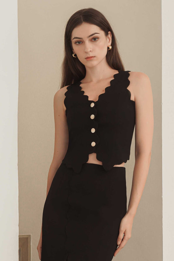 Diasv Scallop Vest Top (Black)