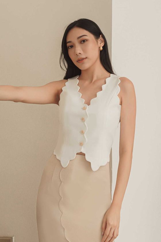 Diasv Scallop Vest Top (White)