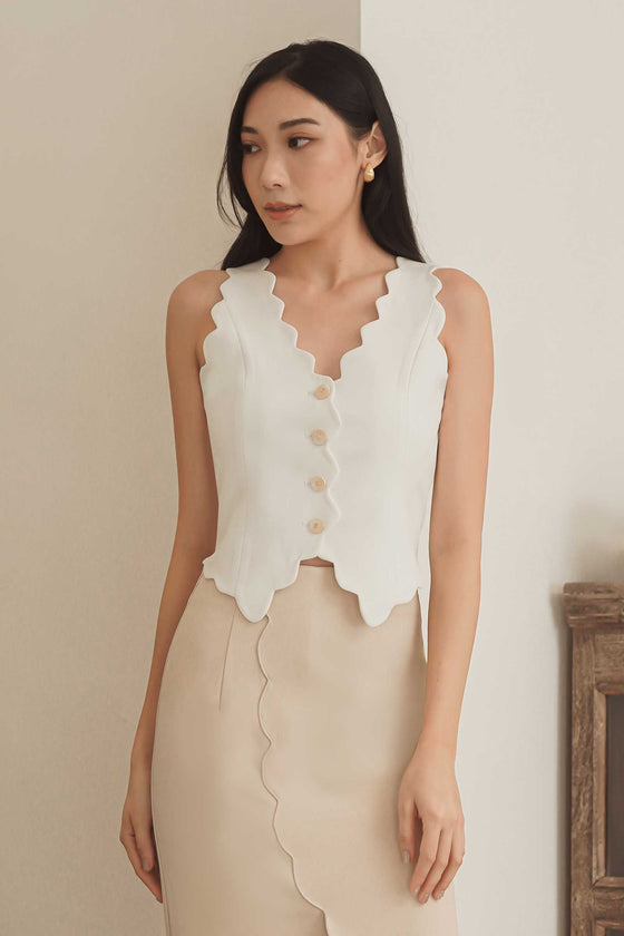 Diasv Scallop Vest Top (White)