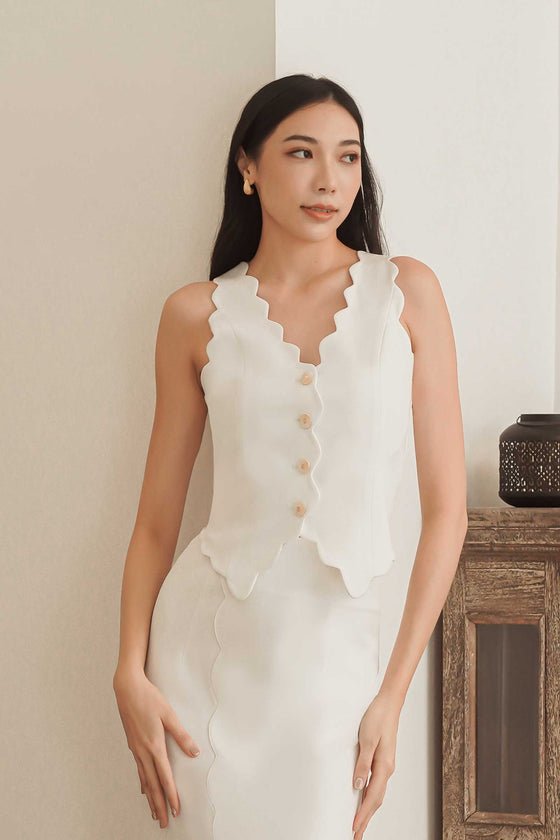 Diasv Scallop Vest Top (White)