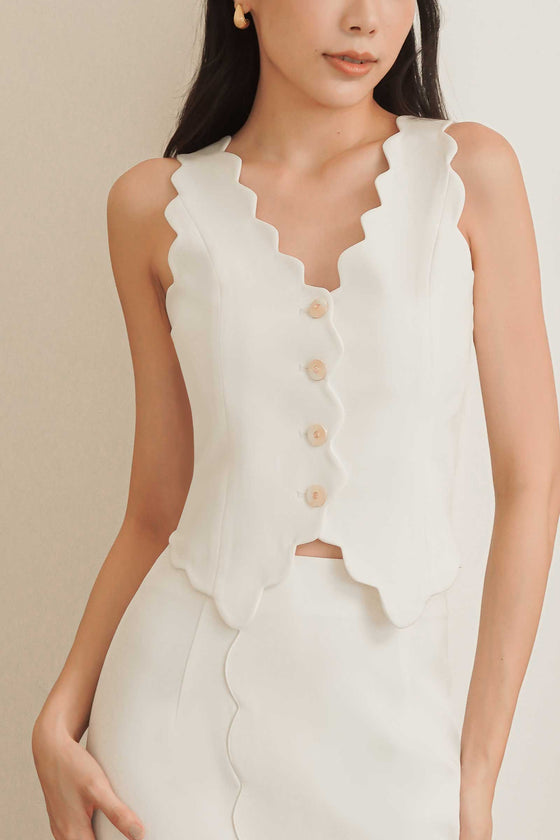 Diasv Scallop Vest Top (White)