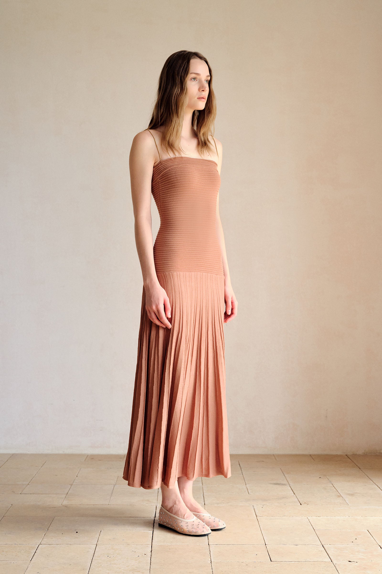 Phyllo Midi Knit Dress (Chesnut)