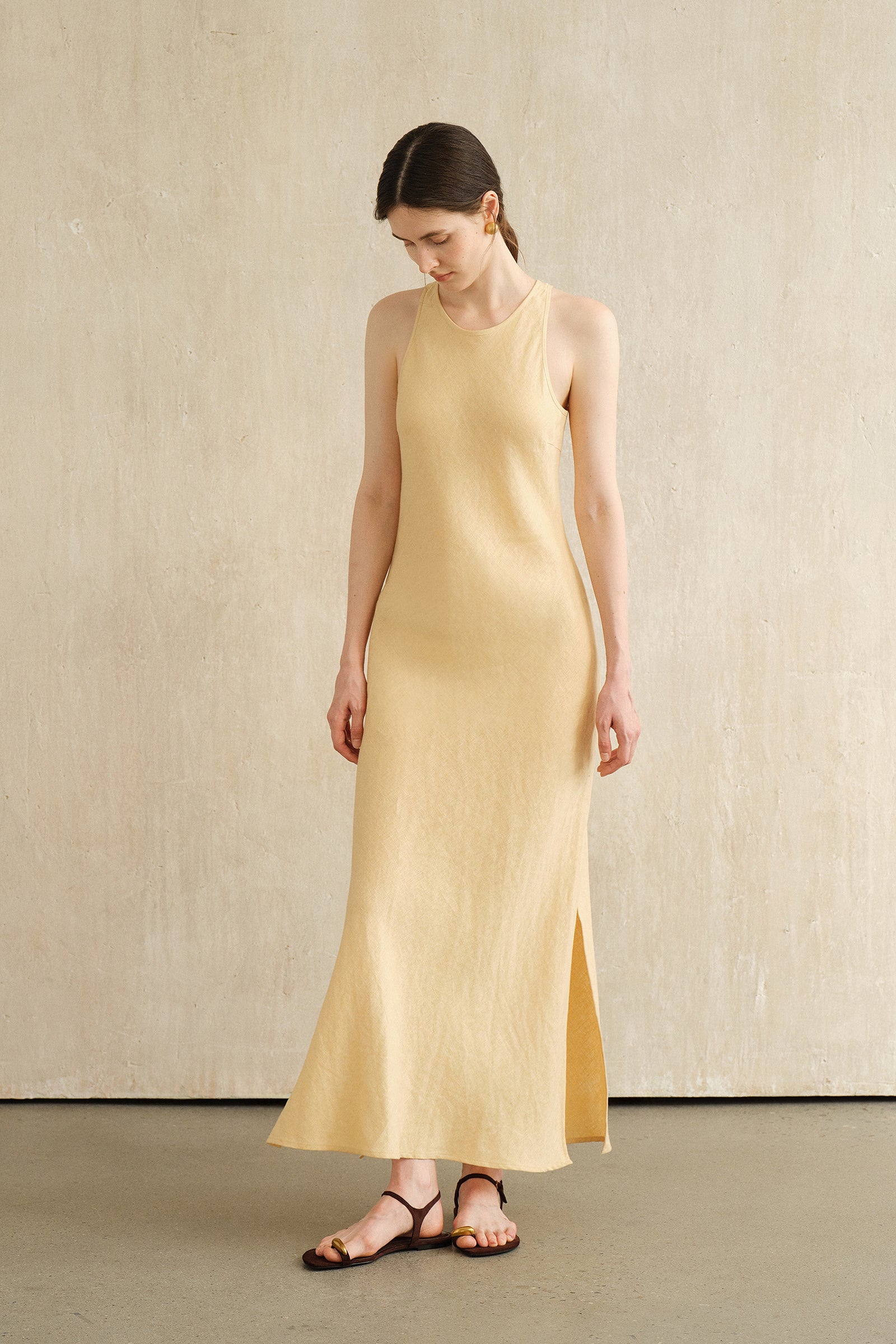 Yarra Linen Dress (Soft Butter)