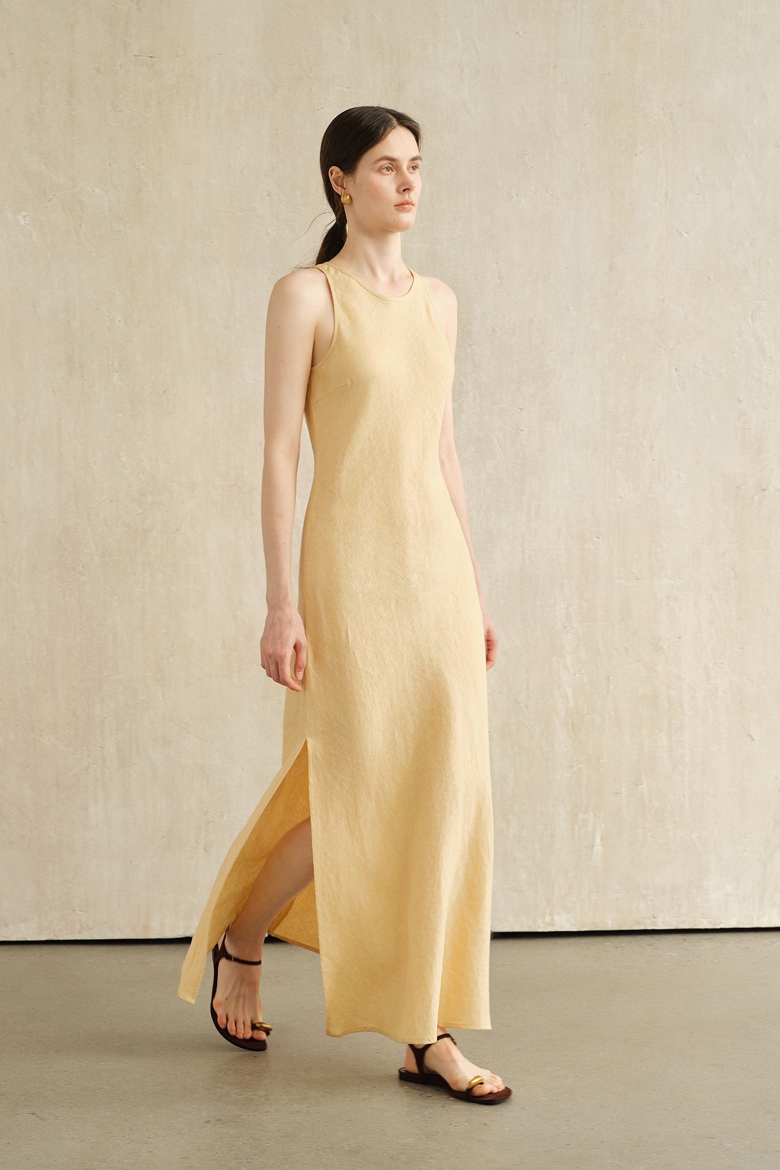 Yarra Linen Dress (Soft Butter)